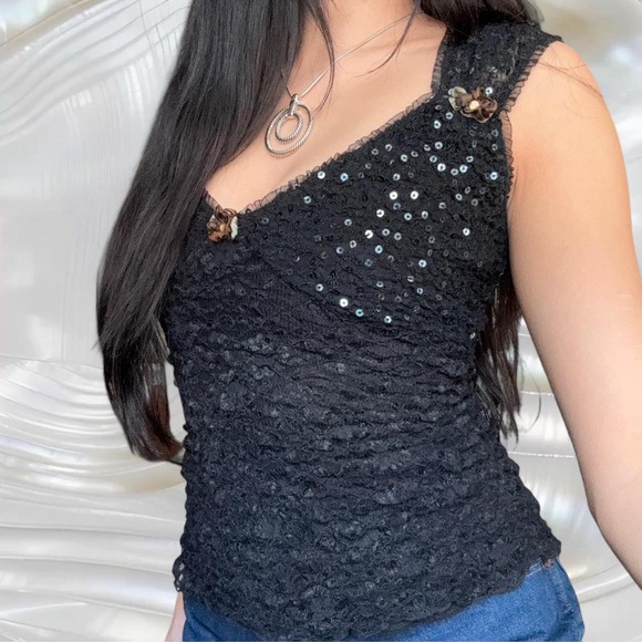 Vintage Ann Ferriday Lace Sequin Top - Picture 3 of 6